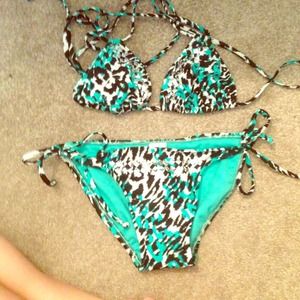 Mint, Leopard studded bikini