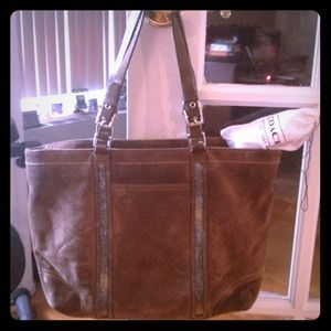Suede coach bag