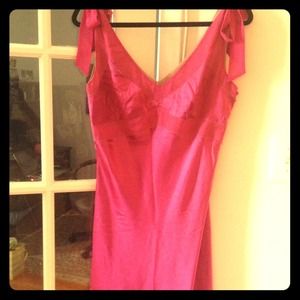 Bright pink silk cocktail dress bcbg
