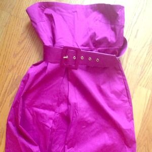 Fuschia dress with belt
