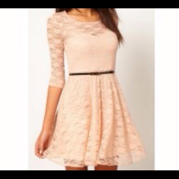 Dresses & Skirts - 3/4 sleeve lace mini dress ( beige color )