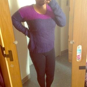 Purple and navy blue sweater