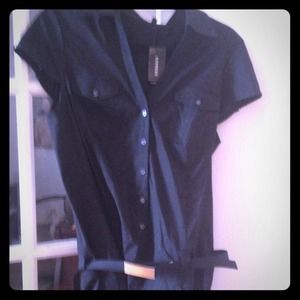 Black express dress with low waisted belt