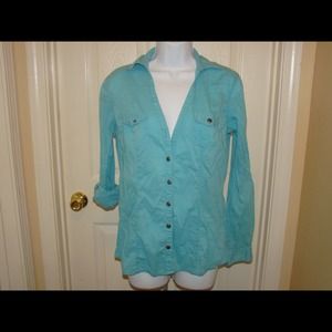 Size medium turquoise top BUNDLE w/brown cover up