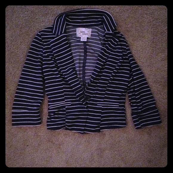 *Striped navy blue suit jacket*
