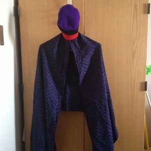Beanie and purple scarf bundle