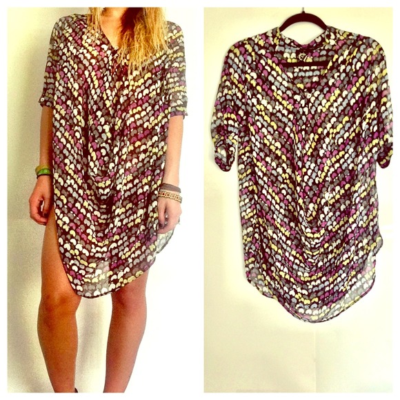 Blu Moon multi-colored heart patterned sheer tunic