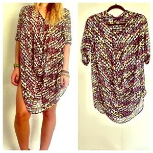 Blu Moon multi-colored heart patterned sheer tunic