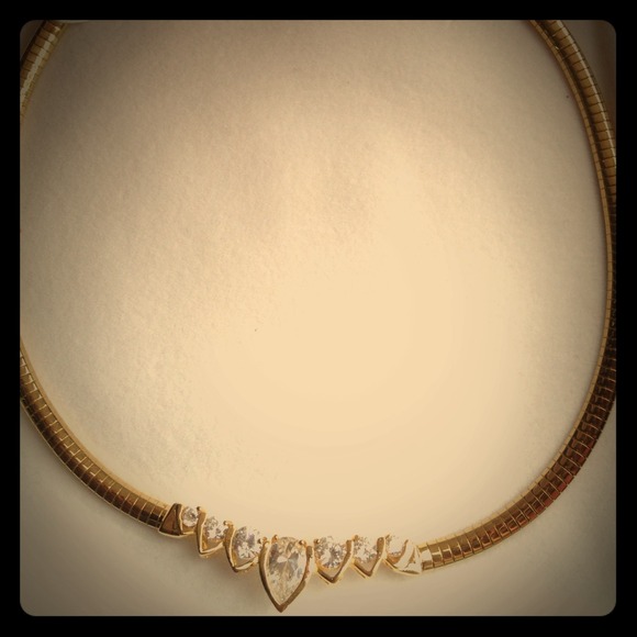 24kt gold played sterling silver cz necklace