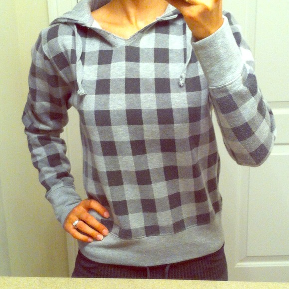 SALE Grey checkered hoodie