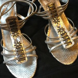 Silver slip in heels.