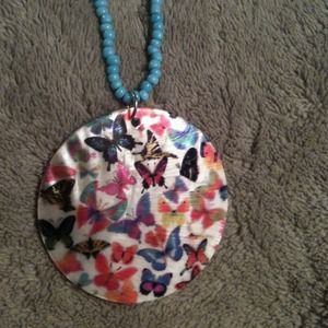 Butterfly painted shell necklace