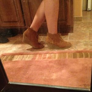 Brown suede wedge ankle boots