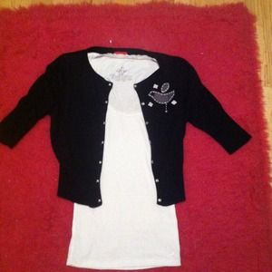 Black sweater with bird. Tank top not included.