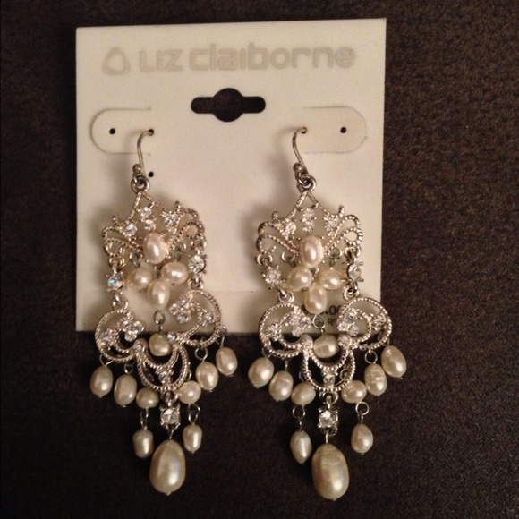 Liz Claiborne silver and pearl earrings