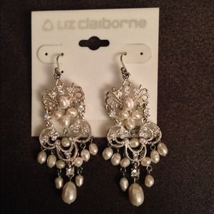 Liz Claiborne silver and pearl earrings