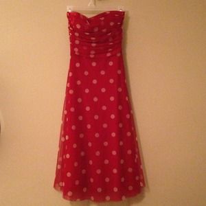 BCBG red white polka dot dress