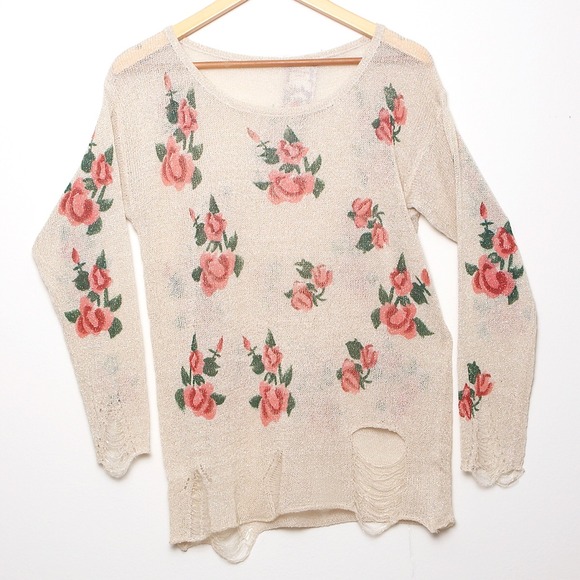 Cream Pullover Knitwear Long Sleeve Sweater