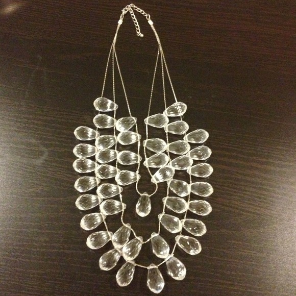 Silver & crystal 3 strand necklace