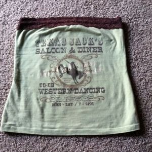 Light green tube top w/brown lace trim