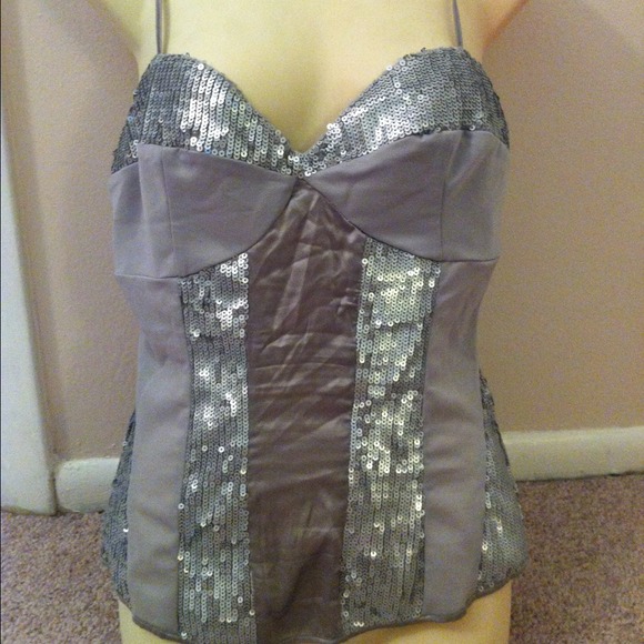 Marciano silver top open back M with sequins