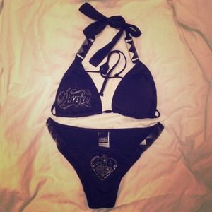 Affliction Sinful Angel Wings Bikini S like new.