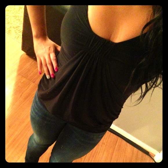 🔴SOLD🔴 Jet Black Dressy Cascading Top