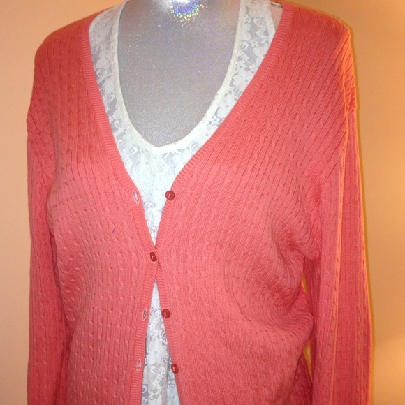 Coral light cable cardigan