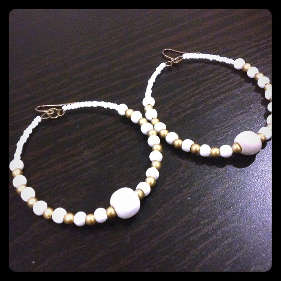 White wood and bead lightweight hoops