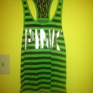 💚Lime green & black PiNK tank 💚
