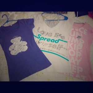 Three short sleeve tees. One Nike,one Korean style
