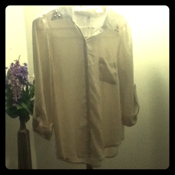 Cream colored button up top.