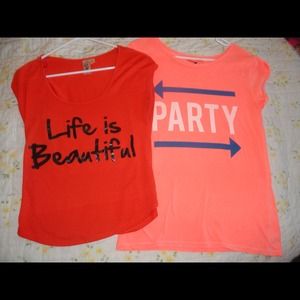 Two tees. small to medium. Almost new!