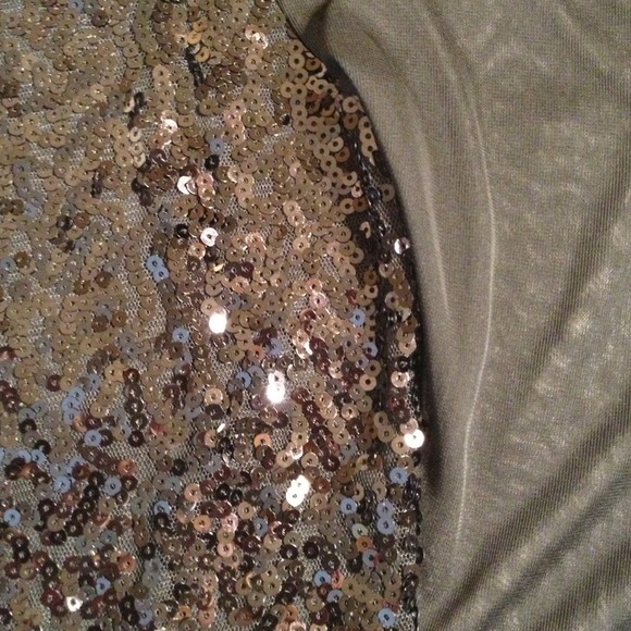 Black Flutter Sleeve Dress w/blk Sequins on front - Picture 2 of 4