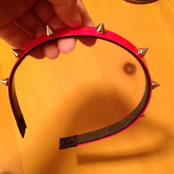 Handmade shiny Red spiked headband