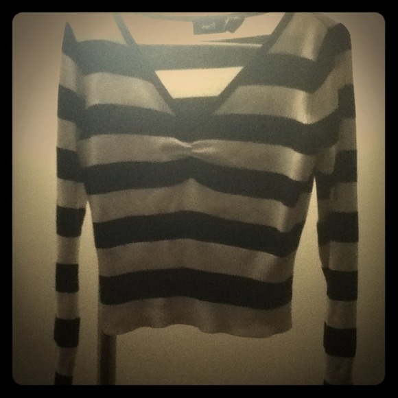 Black & White V-Neck Sweater