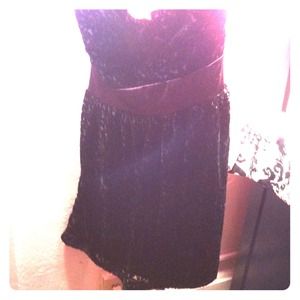 velvet black strapless dress