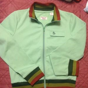 Penguin avocado green zip up track jacket