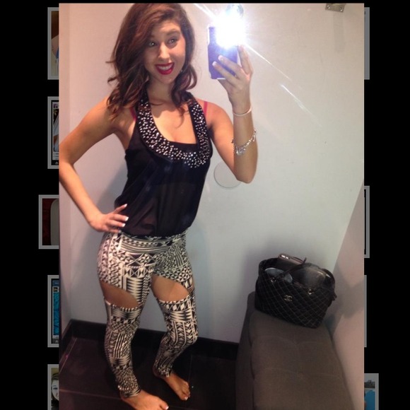 Pants - Black && white leggings/pants very unique!