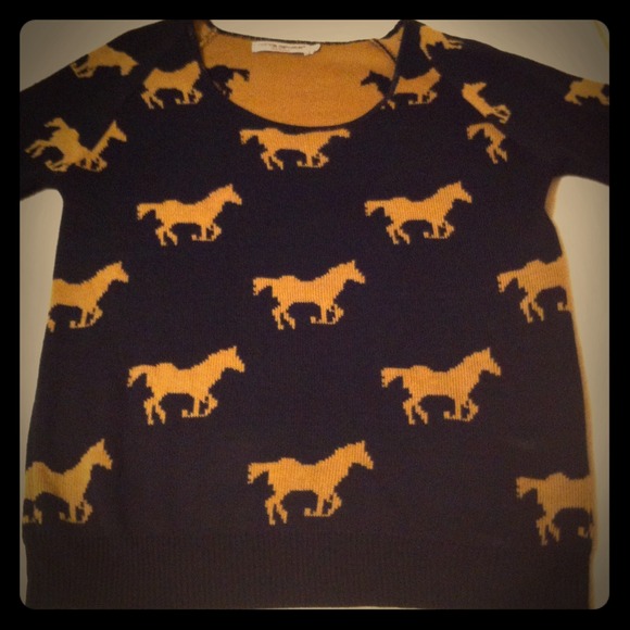 🐎TRENDY HORSEY SWEATER🐎SO NICE!!!!!  Black & Tan