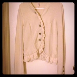 Cream girly military button up sweater size XXL