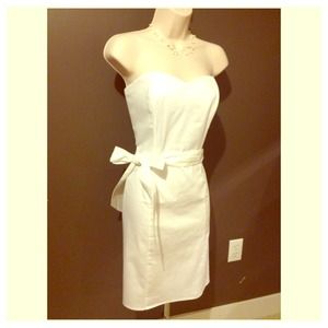 White cotton tube dress w/ removable sash