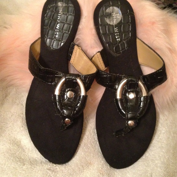 NINE WEST BLK SANDALS 7.5 M , NEW