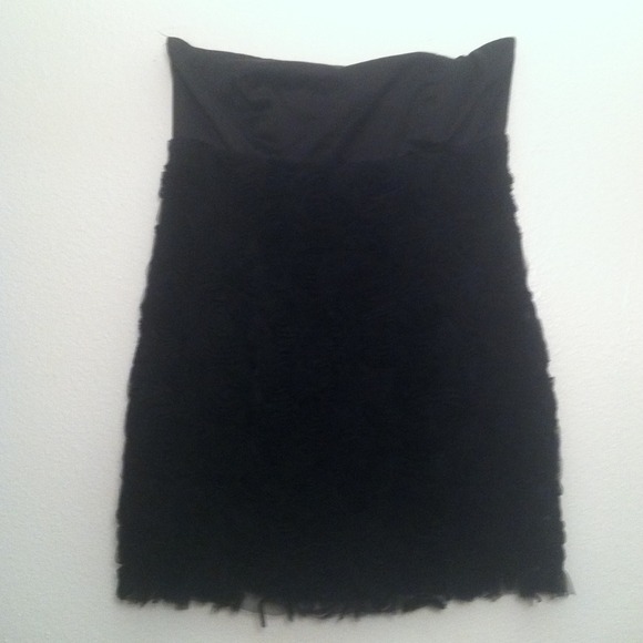 Black Strapless dress.