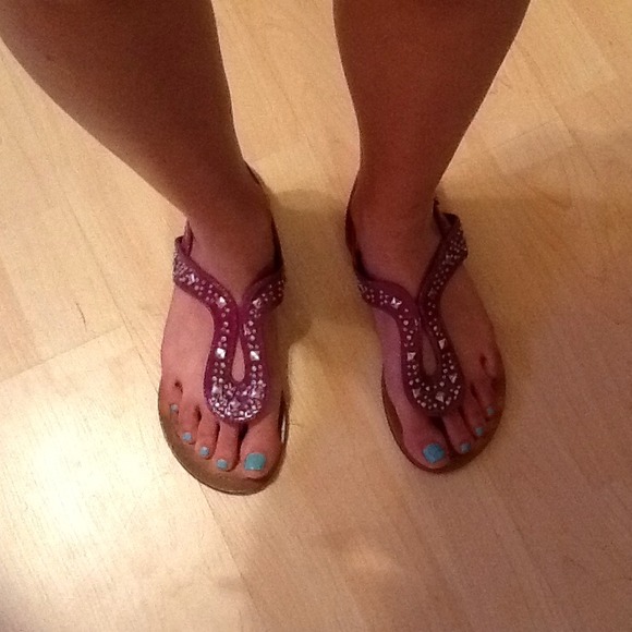 Purple sandals with silver studs