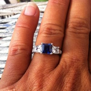 Sapphire and white Sapphire .925 silver ring