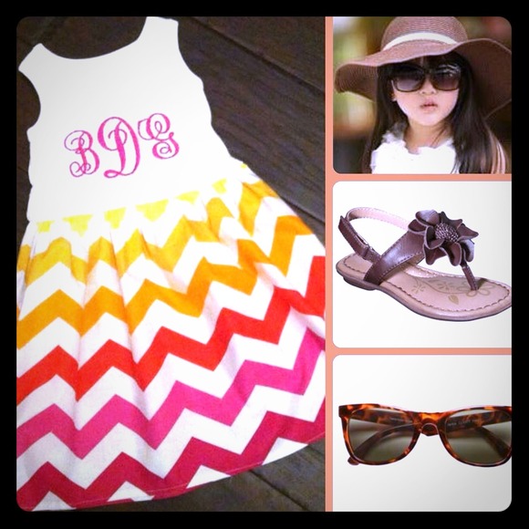 Girls chevron Summer dress -any monogram