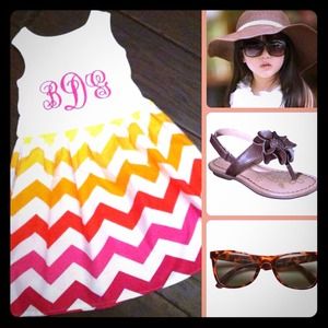 Girls chevron Summer dress -any monogram