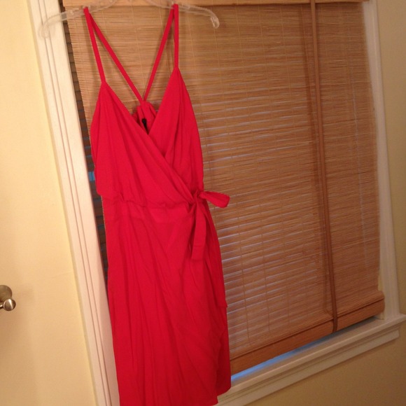 Red wrap dress