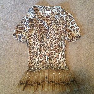 Fashion Bug Animal Print Shirt Button Shirt Medium